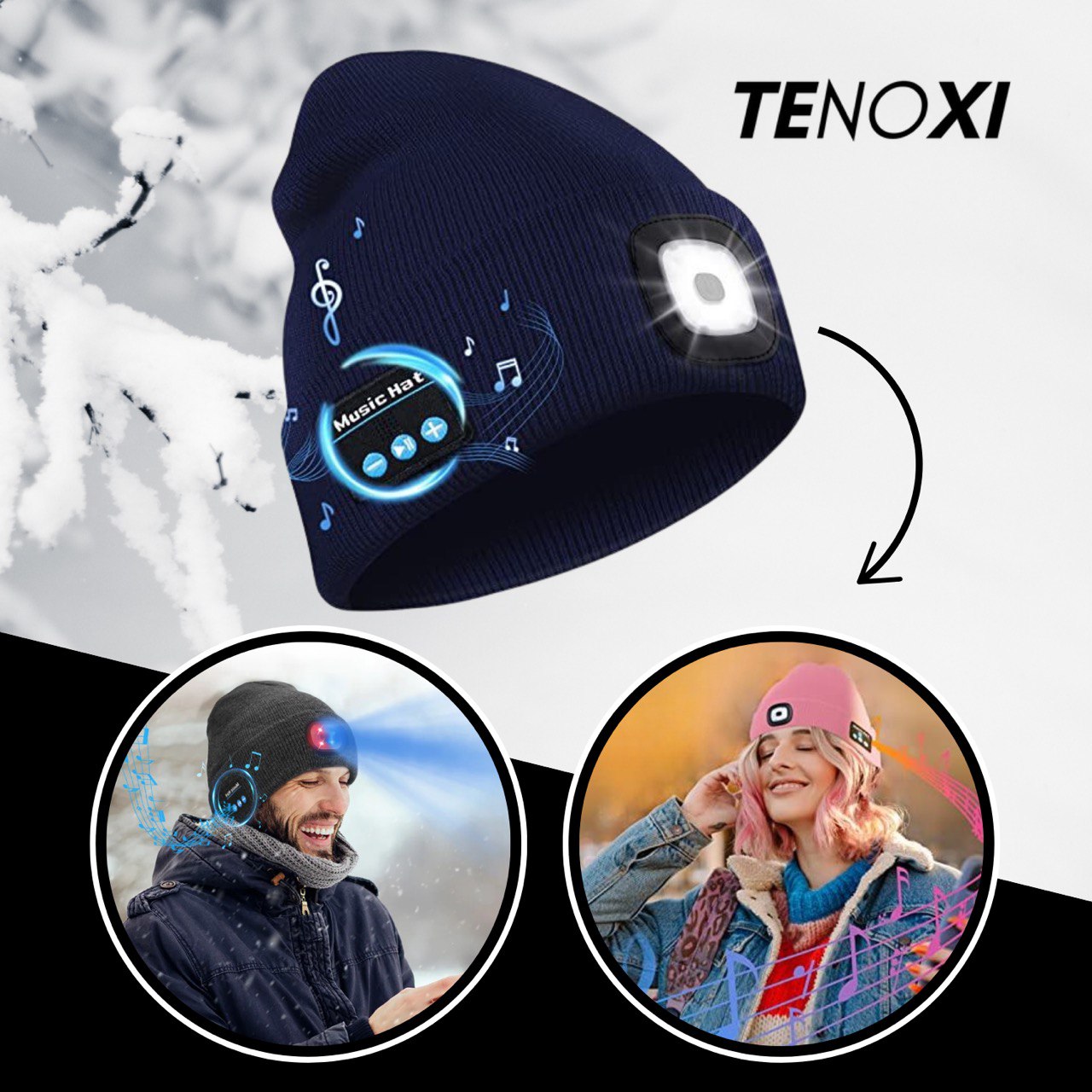 Bonnet ™ Bluetooth avec Lumière Pratique et Connecté