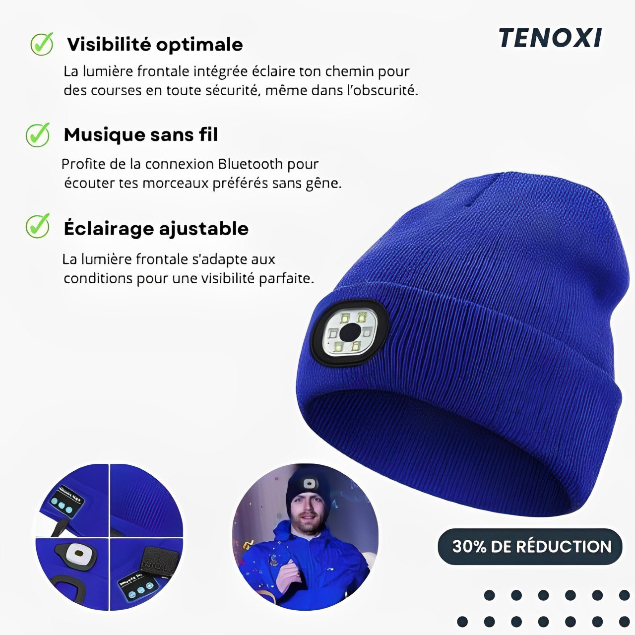 Bonnet ™ Bluetooth avec Lumière Pratique et Connecté