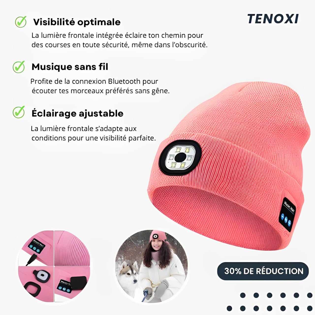 Bonnet ™ Bluetooth avec Lumière Pratique et Connecté