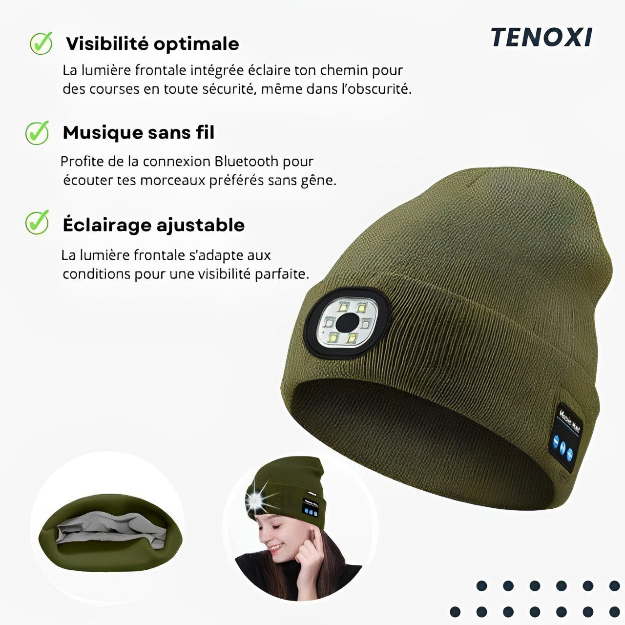 Bonnet ™ Bluetooth avec Lumière Pratique et Connecté