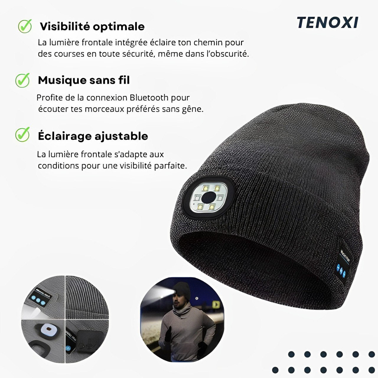 Bonnet ™ Bluetooth avec Lumière Pratique et Connecté